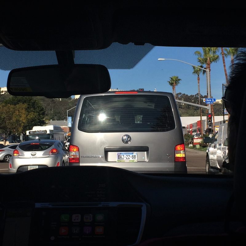 A VW Transporter T6! Seen in San Diego from the backseat of a LYFT Accord.